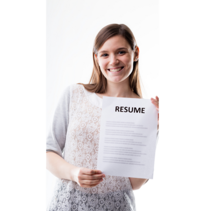 girl holding a resume about writing a professional resume