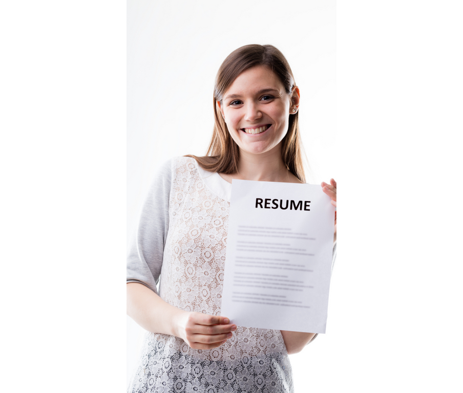 girl holding a resume about writing a professional resume