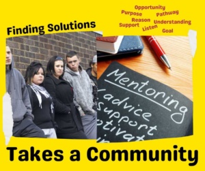 Image showing unhappy youth with the wording finding a solution takes a community - relating to youth disengagement and crime