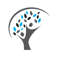 Shift Project Logo which is a graphic of a tree with blue, grey and black leaves with a curved line over the top and a thick trunk